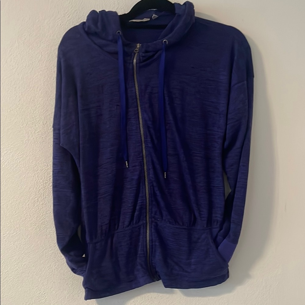 Athleta Zip-Up Hoodie Sweater - Deep Blue Sz Small